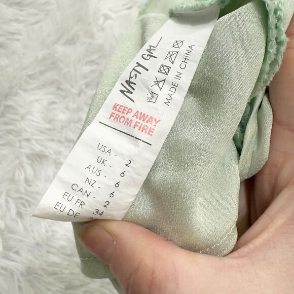 Women Nasty Gal Asymmetric Split Maxi Dress in Sage Green Size US 2 - Picture 11 of 12